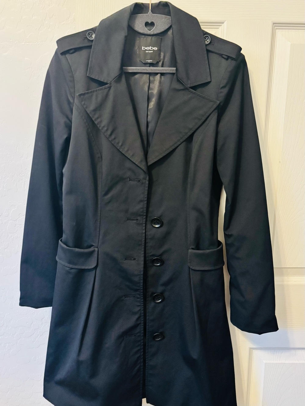 bebe Black Women's Tailored Trench Coat